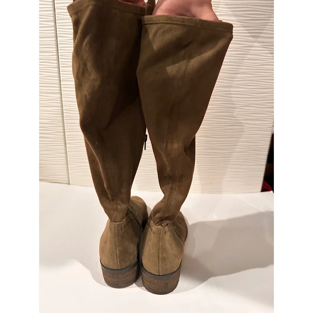 Sole Society Tall Boots Womens 10 Brown Good Suede Knee High Block Heel